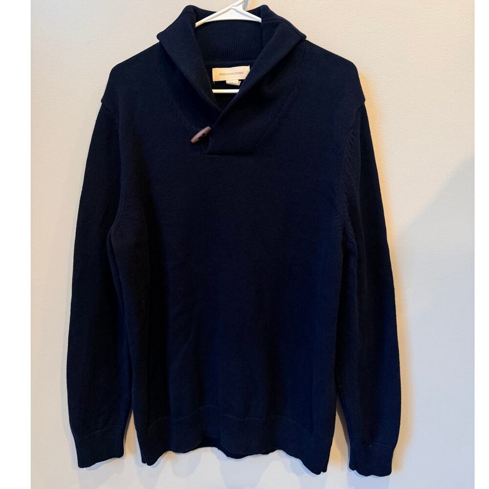 FAC Men's Navy Blue Shawl Collar Sweater Cotton Smart Casual Preppy Size XL.
